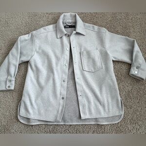 Zara Soft Oversized Fleece Shirt Jacket Light Gray XS